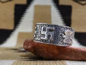Antique Navajo 卍 & T-birds Repoused Coin Silver Cuff c.1920～