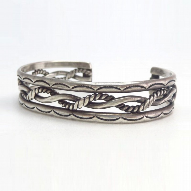 Vintage Navajo Stamped & Twisted Wire Cuff Bracelet  c.1950