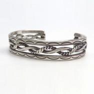 Vintage Navajo Stamped & Twisted Wire Cuff Bracelet  c.1950