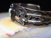 Antique Stamped Thunderbird & 卍 Applique Silver Cuff  c.1930