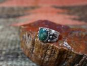 Antique Snake Stamped Silver Small Ring w/Turquoise  c.1930～