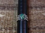 Antique Snake Stamped Silver Small Ring w/Turquoise  c.1930～