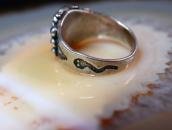 Antique Snake Stamped Silver Small Ring w/Turquoise  c.1930～