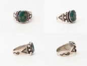 Antique Snake Stamped Silver Small Ring w/Turquoise  c.1930～