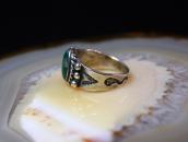 Antique Snake Stamped Silver Small Ring w/Turquoise  c.1930～