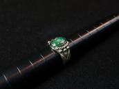 Antique Snake Stamped Silver Small Ring w/Turquoise  c.1930～
