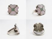 Vtg Zuni 『Desert Rose』 Shell & Turquoise Inlay Ring c.1970～
