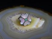 Vtg Zuni 『Desert Rose』 Shell & Turquoise Inlay Ring c.1970～