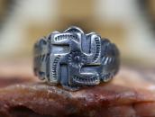 Antique Navajo 卍 Applique Scalloped Edge Tourist Ring c.1930