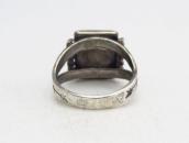 Antique Tourist Silver Ring w/Square Green Turquoise c.1935～