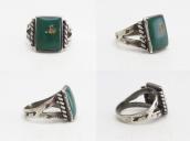 Antique Tourist Silver Ring w/Square Green Turquoise c.1935～