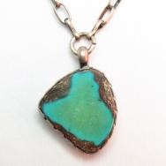 Vintage Handmade Heavy Silver Chain Necklace w/TQ  c.1970