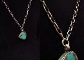 Vintage Handmade Heavy Silver Chain Necklace w/TQ  c.1970