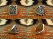 Vintage Hopi Silver Overlay Eagle Seal Ring  c.1960～