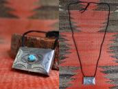 Antique Navajo Stamped Silver Pill Box w/TQ Necklace c.1930～