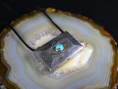 Antique Navajo Stamped Silver Pill Box w/TQ Necklace c.1930～