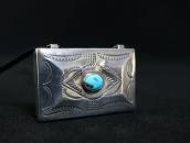 Antique Navajo Stamped Silver Pill Box w/TQ Necklace c.1930～