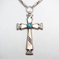 Ambrose Roanhorse Handmade Silver Chain Cross Fob Necklace