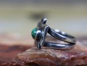 Atq Navajo 卍 Stamped T-bird Silver Ring w/Turquoise c.1930