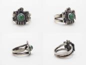 Atq Navajo 卍 Stamped T-bird Silver Ring w/Turquoise c.1930