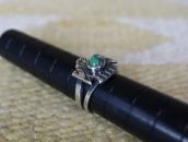 Atq Navajo 卍 Stamped T-bird Silver Ring w/Turquoise c.1930