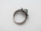 Atq Navajo 卍 Stamped T-bird Silver Ring w/Turquoise c.1930