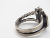 Atq Navajo 卍 Stamped T-bird Silver Ring w/Turquoise c.1930