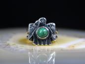 Atq Navajo 卍 Stamped T-bird Silver Ring w/Turquoise c.1930