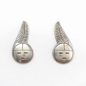 【Luke Billy Yazzie】 SunFace Stamped Pierced Earrings c.1965～