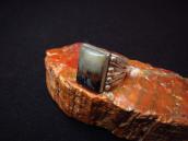 Atq Navajo Split Shank Men's Ring w/Sq. PetrifiedWood c.1940