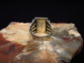 Atq Navajo Split Shank Men's Ring w/Sq. PetrifiedWood c.1940