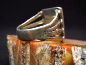 Atq Navajo Split Shank Men's Ring w/Sq. PetrifiedWood c.1940