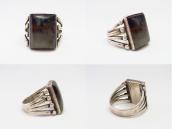 Atq Navajo Split Shank Men's Ring w/Sq. PetrifiedWood c.1940