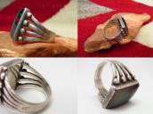 Atq Navajo Split Shank Men's Ring w/Sq. PetrifiedWood c.1940