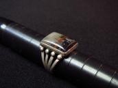Atq Navajo Split Shank Men's Ring w/Sq. PetrifiedWood c.1940