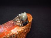 Atq Navajo Split Shank Men's Ring w/Sq. PetrifiedWood c.1940