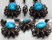 Vintage Coiled Silver wire w/TQ Pierced Earrings  c.1960