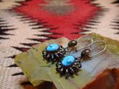 Vintage Coiled Silver wire w/TQ Pierced Earrings  c.1960