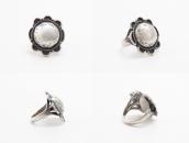 Atq Stamped "Navajo Pearl" Face Small Silver Ring c.1930～