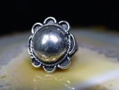 Atq Stamped "Navajo Pearl" Face Small Silver Ring c.1930～