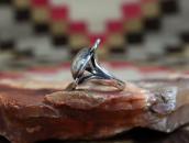 Atq Stamped "Navajo Pearl" Face Small Silver Ring c.1930～