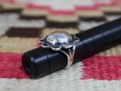 Atq Stamped "Navajo Pearl" Face Small Silver Ring c.1930～
