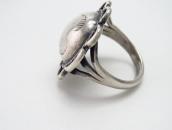 Atq Stamped "Navajo Pearl" Face Small Silver Ring c.1930～