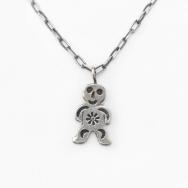 Atq Navajo Stamped Human/Yei Shape Small Top Necklace c.1930