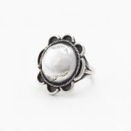 Atq Stamped "Navajo Pearl" Face Small Silver Ring c.1930～
