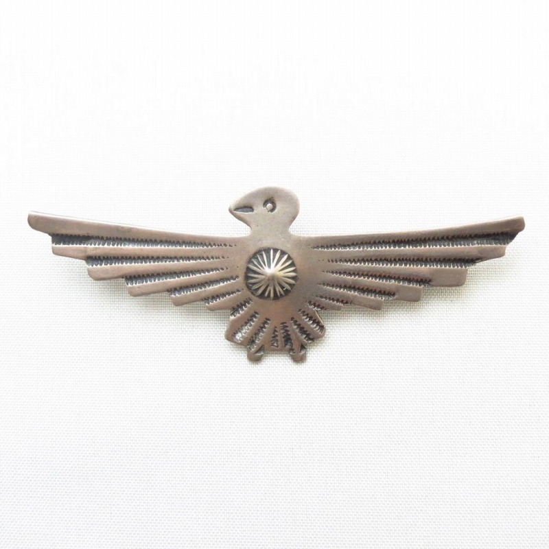 Atq Repoused & Stamped Silver Thunderbird Shaped Pin c.1930～