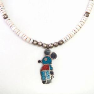 Old Zuni Heishi Necklace w/Chip Inlay 『Mickey』 Top  c.1980～