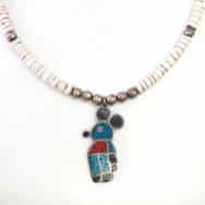 Old Zuni Heishi Necklace w/Chip Inlay 『Mickey』 Top  c.1980～