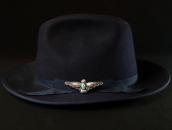 Atq Stamped Thunderbird Shape Silver Pin w/Turquoise c.1935～