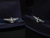Atq Stamped Thunderbird Shape Silver Pin w/Turquoise c.1935～